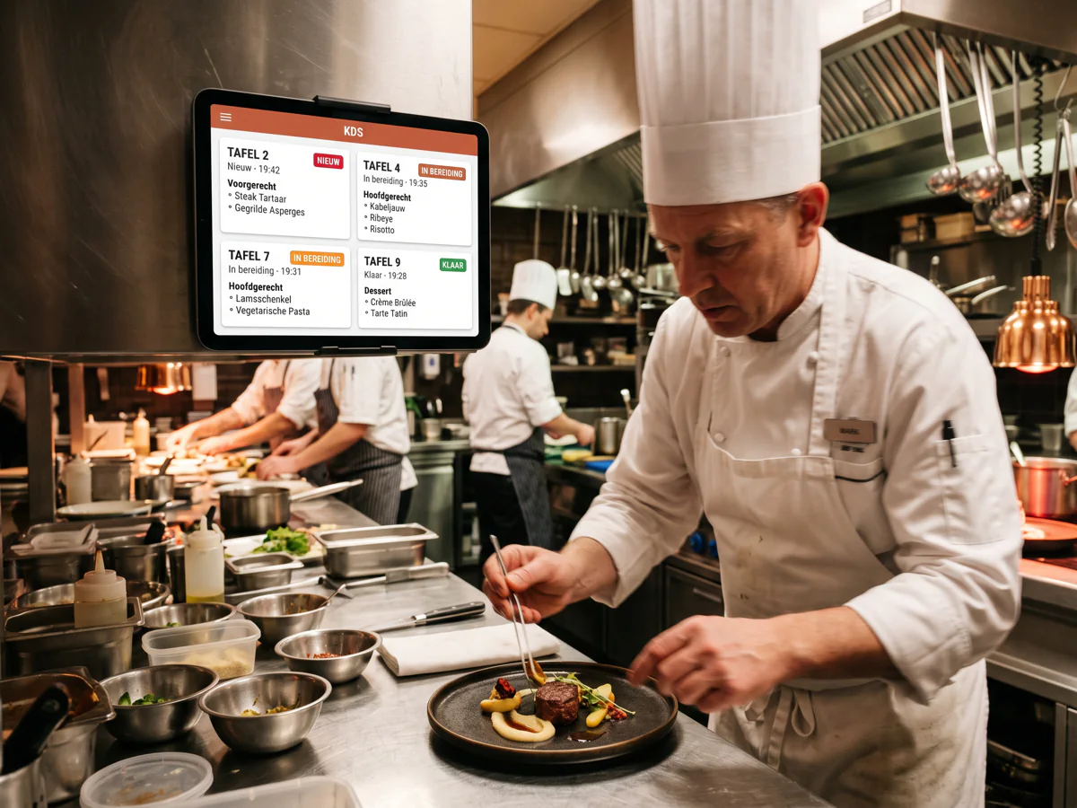 Kitchen display showing live orders by table