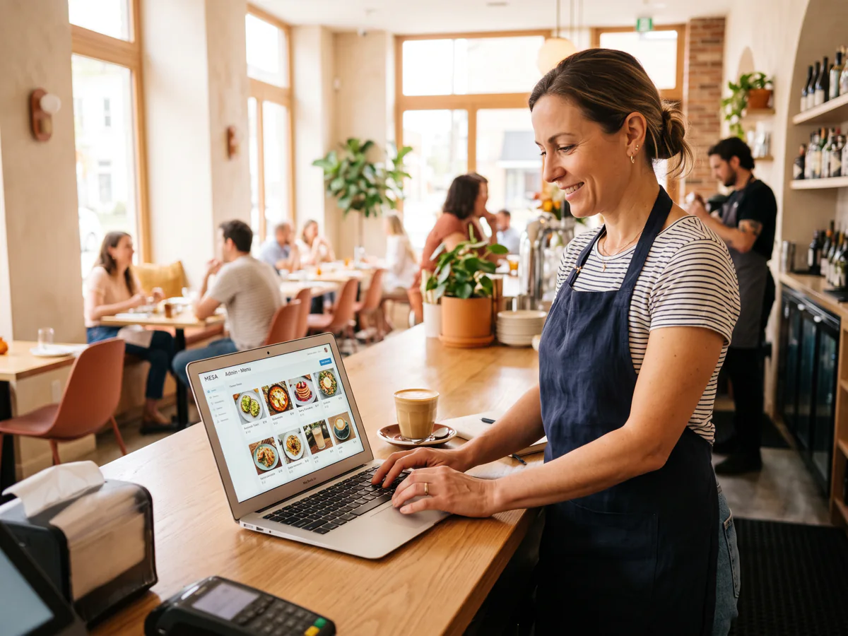 Restaurant owner setting up the menu in the Meenu dashboard
