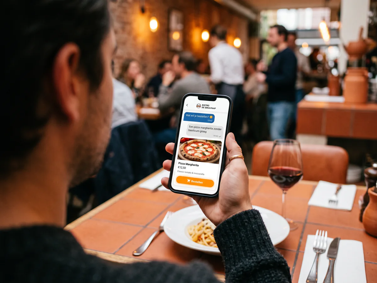 Guest ordering through the AI chat assistant on their phone